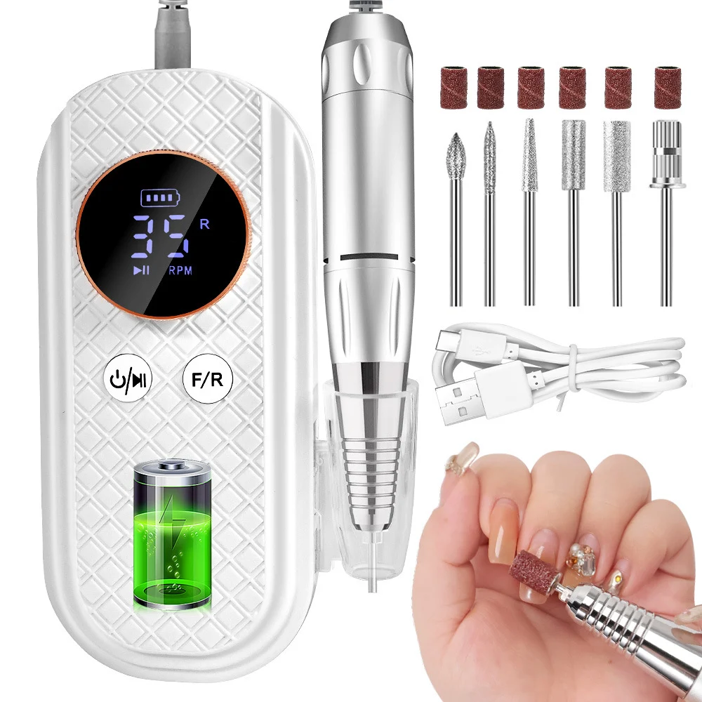 Electric Nail Drill 45000RPM Professional Portable Rechargeable Manicure Machine for Acrylic Gel Nails 1 professional electric nail drill 45000rpm spu754323866076 desc 1