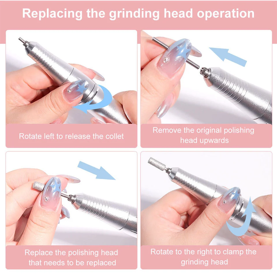 Electric Nail Drill 45000RPM Professional Portable Rechargeable Manicure Machine for Acrylic Gel Nails 12 professional electric nail drill 45000rpm spu754323866076 desc 12