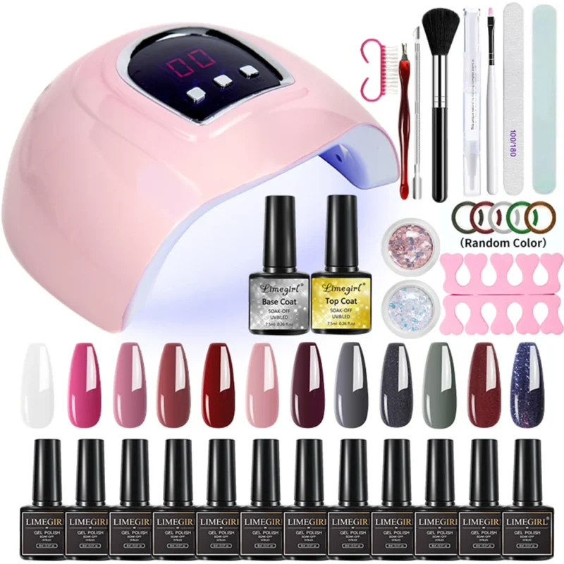 Professional Gel Nail Polish Kit Limegirl Spu805635722788 5