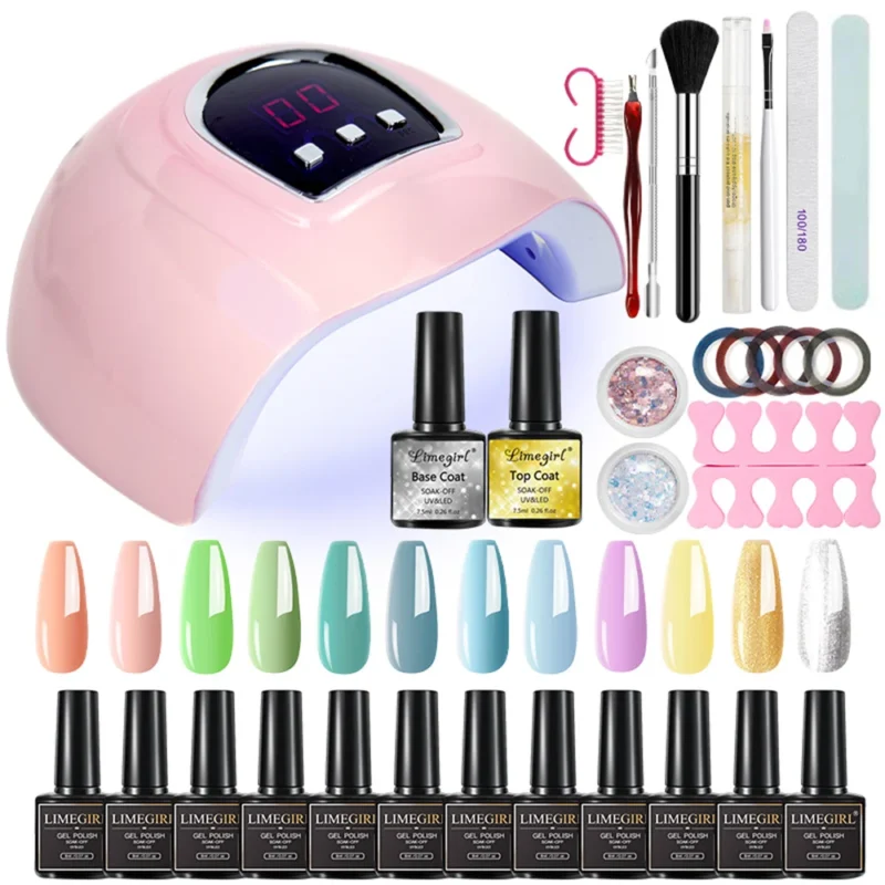 Professional Gel Nail Polish Kit Limegirl Spu805635722788 4