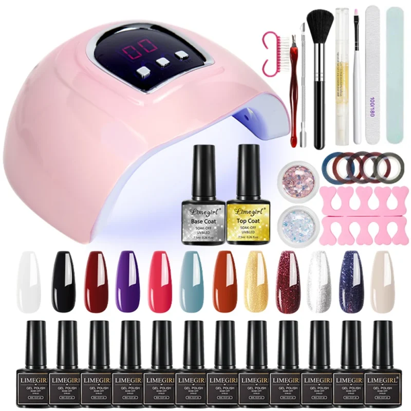 Professional Gel Nail Polish Kit Limegirl Spu805635722788 3
