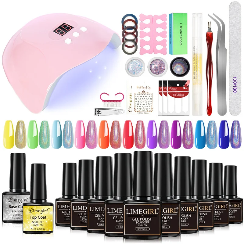 Professional Nail Art Kit with UV LED Lamp - 16 Colors Gel Polish, Cat Eye Gel, and Acrylic Powder System Complete Starter Set 11 professional nail art kit uv lamp set spu995914133852 desc 11