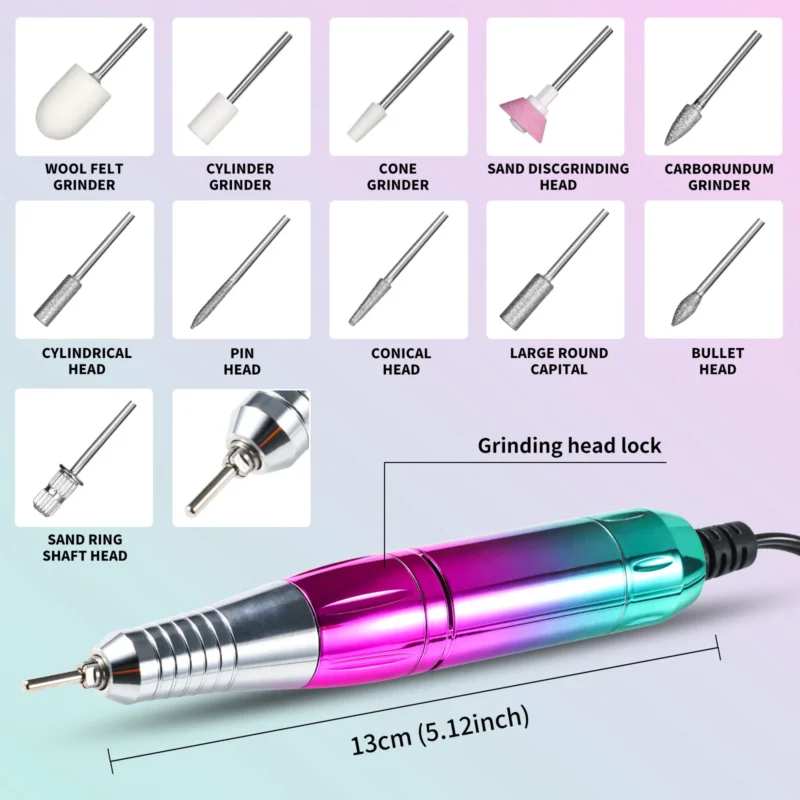 Professional Nail Drill Machine 45000rpm Rechargeable Green Spu901052724445 3