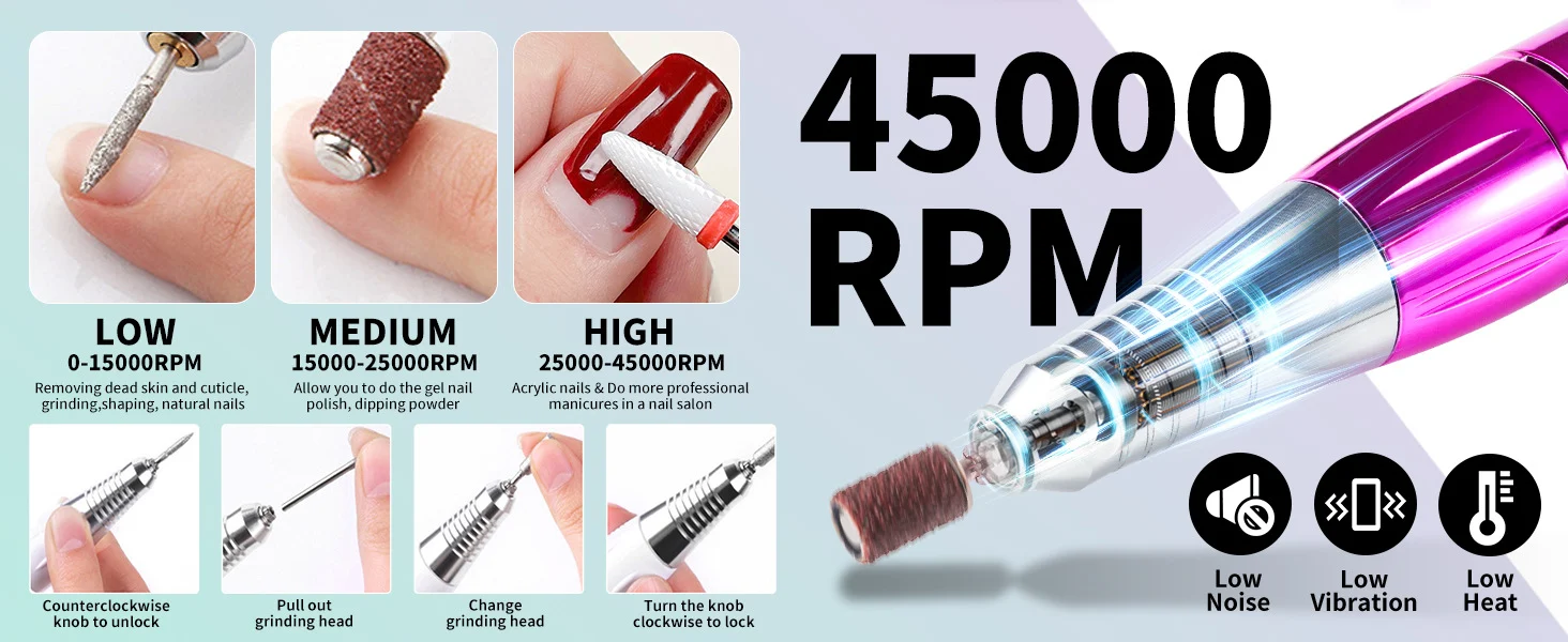 professional nail drill machine 45000rpm rechargeable green spu901052724445 desc 2