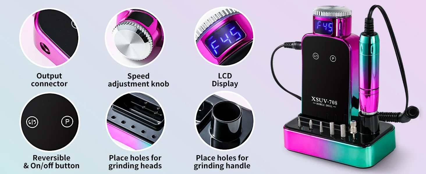 professional nail drill machine 45000rpm rechargeable green spu901052724445 desc 5