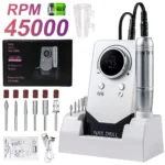 Professional Nail Drill Machine 45000 RPM Rechargeable Portable Electric Manicure File with Charging Base