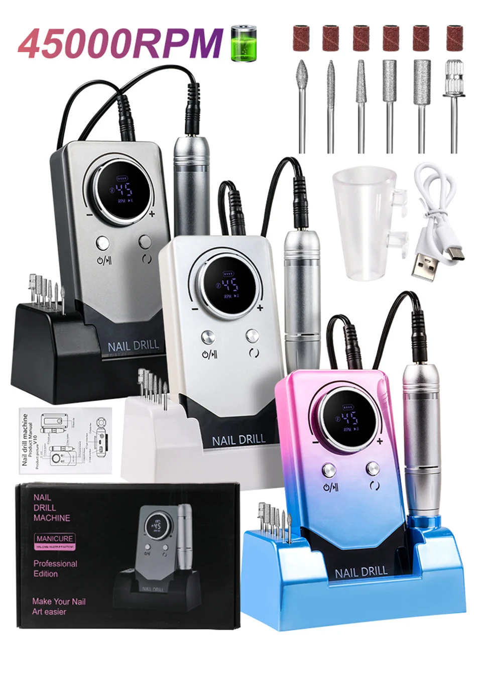 professional nail drill machine 45000rpm spu850115347949 desc 1