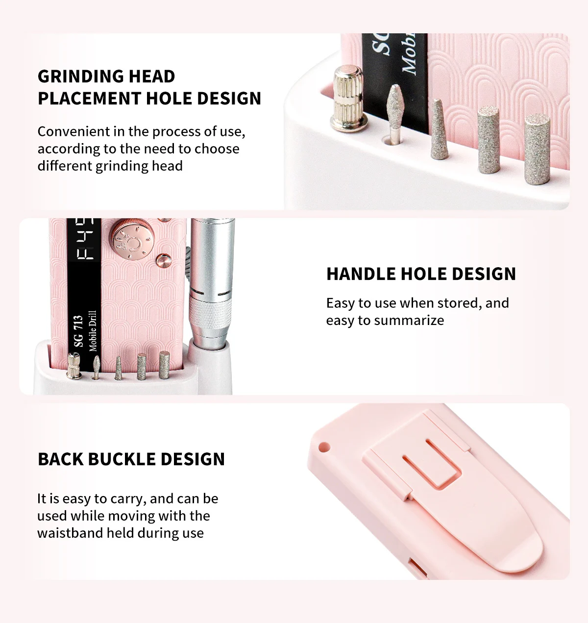 Nail Drill Machine Professional SG713 Portable Electric Nail File Kit for Manicure, Pedicure, and Gel Removal 10 professional nail drill machine sg713 spu991715445283 desc 10