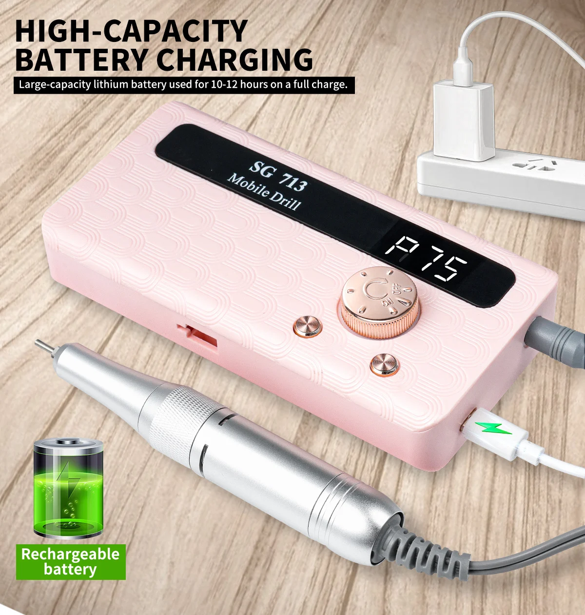 Nail Drill Machine Professional SG713 Portable Electric Nail File Kit for Manicure, Pedicure, and Gel Removal 7 professional nail drill machine sg713 spu991715445283 desc 7