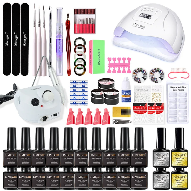 Professional Nail Starter Kit with UV LED Lamp, Electric Nail Drill, and Poly Extension Gel Set - All-in-One Manicure System 4 professional nail starter kit uv lamp drill spu997006024541 desc 4
