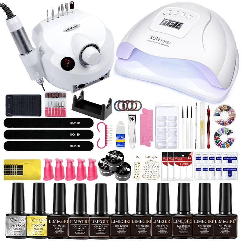 Professional Nail Starter Kit with UV LED Lamp, Electric Nail Drill, and Poly Extension Gel Set - All-in-One Manicure System 6 professional nail starter kit uv lamp drill spu997006024541 desc 6