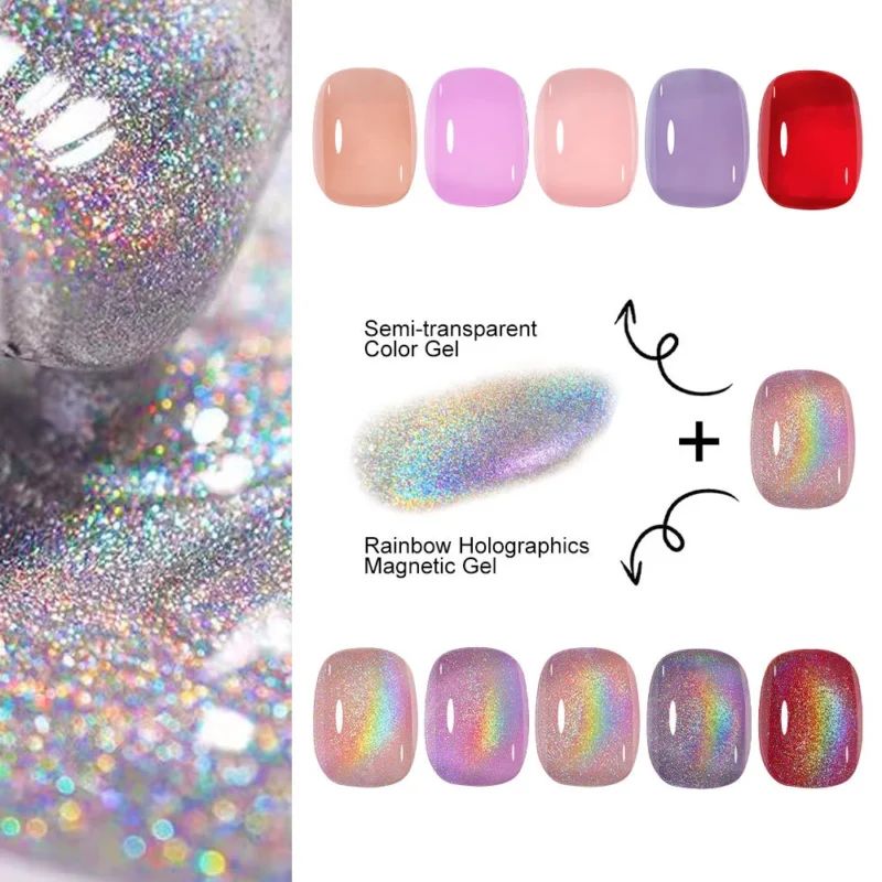 Rainbow Cat Eye Gel Polish Set Holographic Magnetic Spu998412750269 3