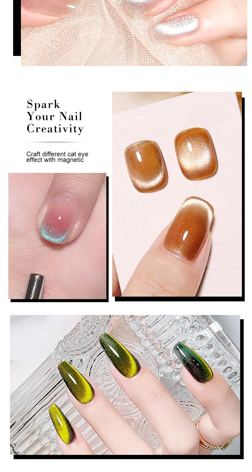 Rainbow Cat Eye Gel Polish Set - Limegirl Holographic Magnetic Nail Art Kit with Laser Ice Translucent Effect (Soak Off UV/LED) 4 rainbow cat eye gel polish set holographic magnetic spu998412750269 desc 4