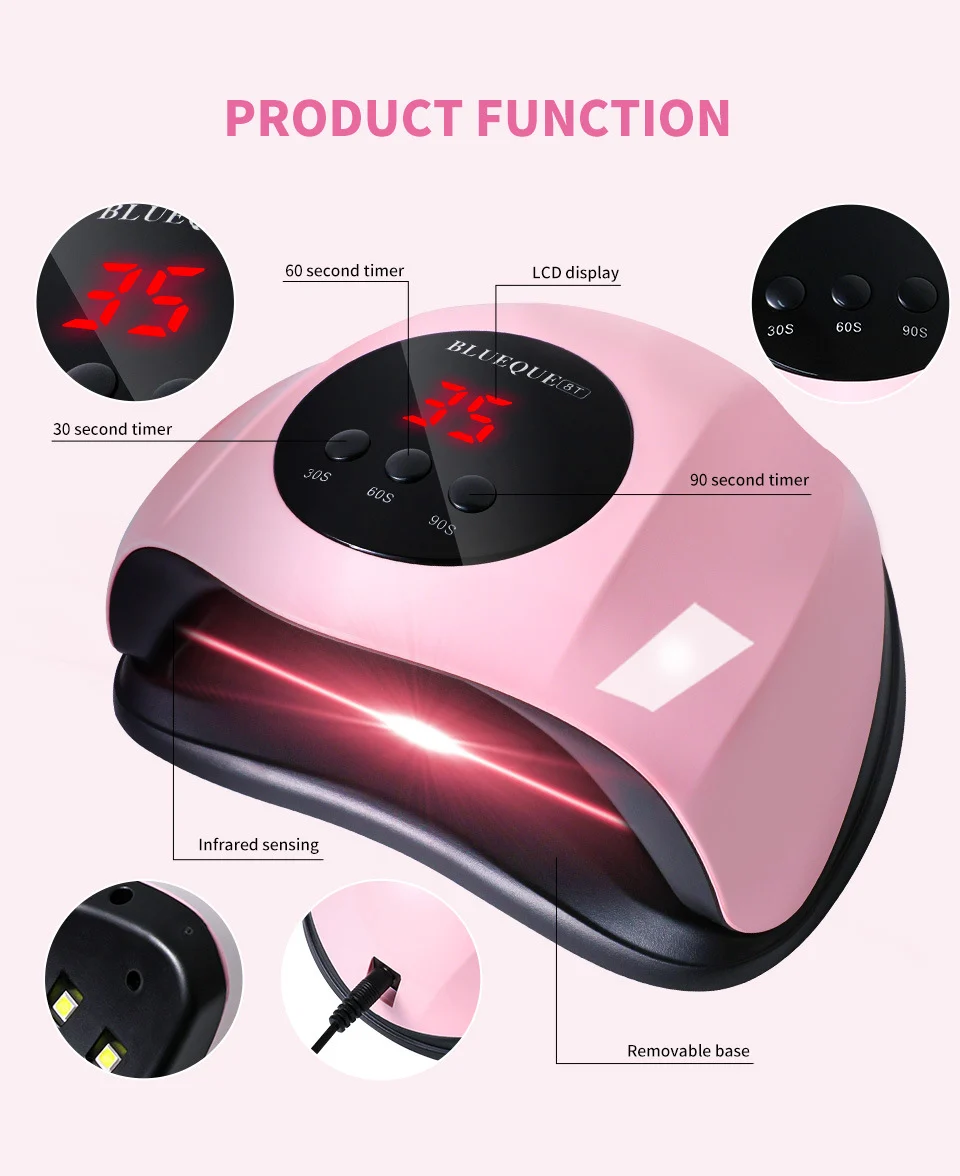 UV LED Nail Lamp Professional 54W Fast Drying Gel Polish Curing Light with 4 Timer Settings & Infrared Sensor 6 uv led nail lamp professional dryer spu990031859695 desc 6