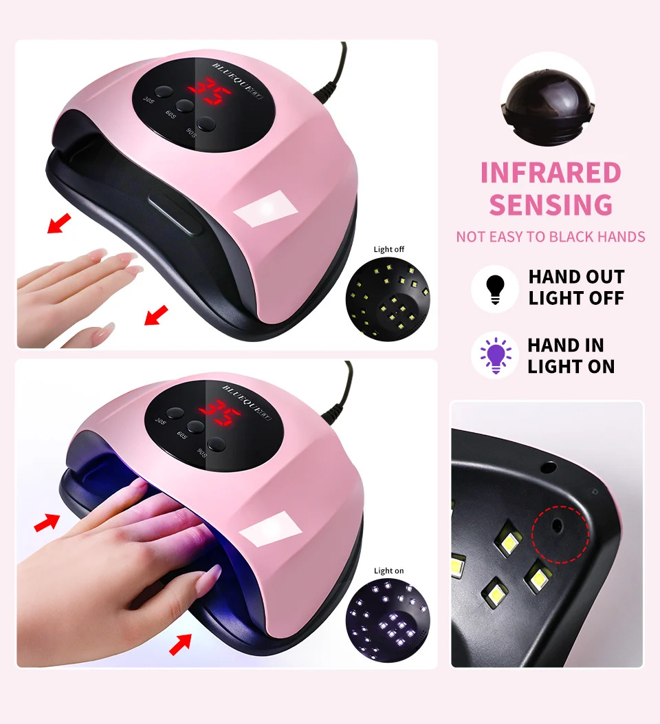UV LED Nail Lamp Professional 54W Fast Drying Gel Polish Curing Light with 4 Timer Settings & Infrared Sensor 7 uv led nail lamp professional dryer spu990031859695 desc 7